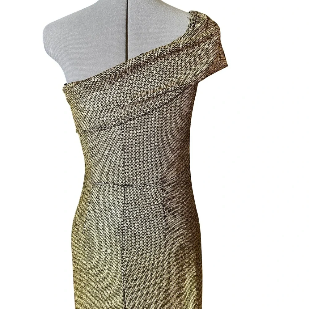 Eliza J Off the Shoulder Fit &‎ Flare Gown Metallic Gold 8 Wedding Prom Formal - Picture 4 of 10